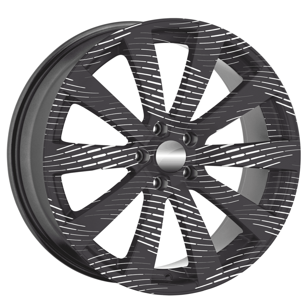 Set 4 Folii Imprimate Outdoor cu EcoSolvent, autoadezive, pentru decorarea jantelor auto, dimetru 60 cm, model FJT-23