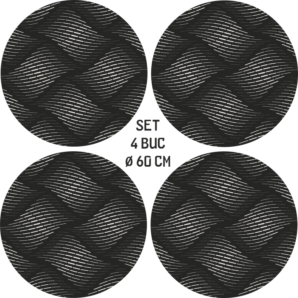 Set 4 Folii Imprimate Outdoor cu EcoSolvent, autoadezive, pentru decorarea jantelor auto, dimetru 60 cm, model FJT-23