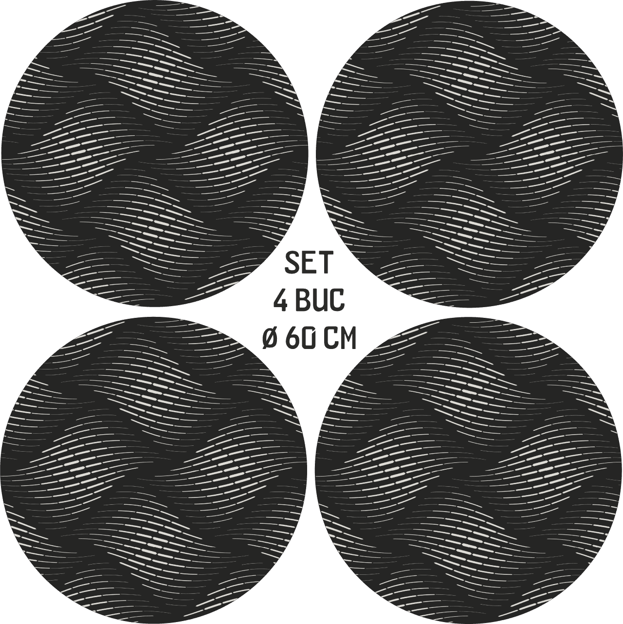 Set 4 Folii Imprimate Outdoor cu EcoSolvent, autoadezive, pentru decorarea jantelor auto, dimetru 60 cm, model FJT-23