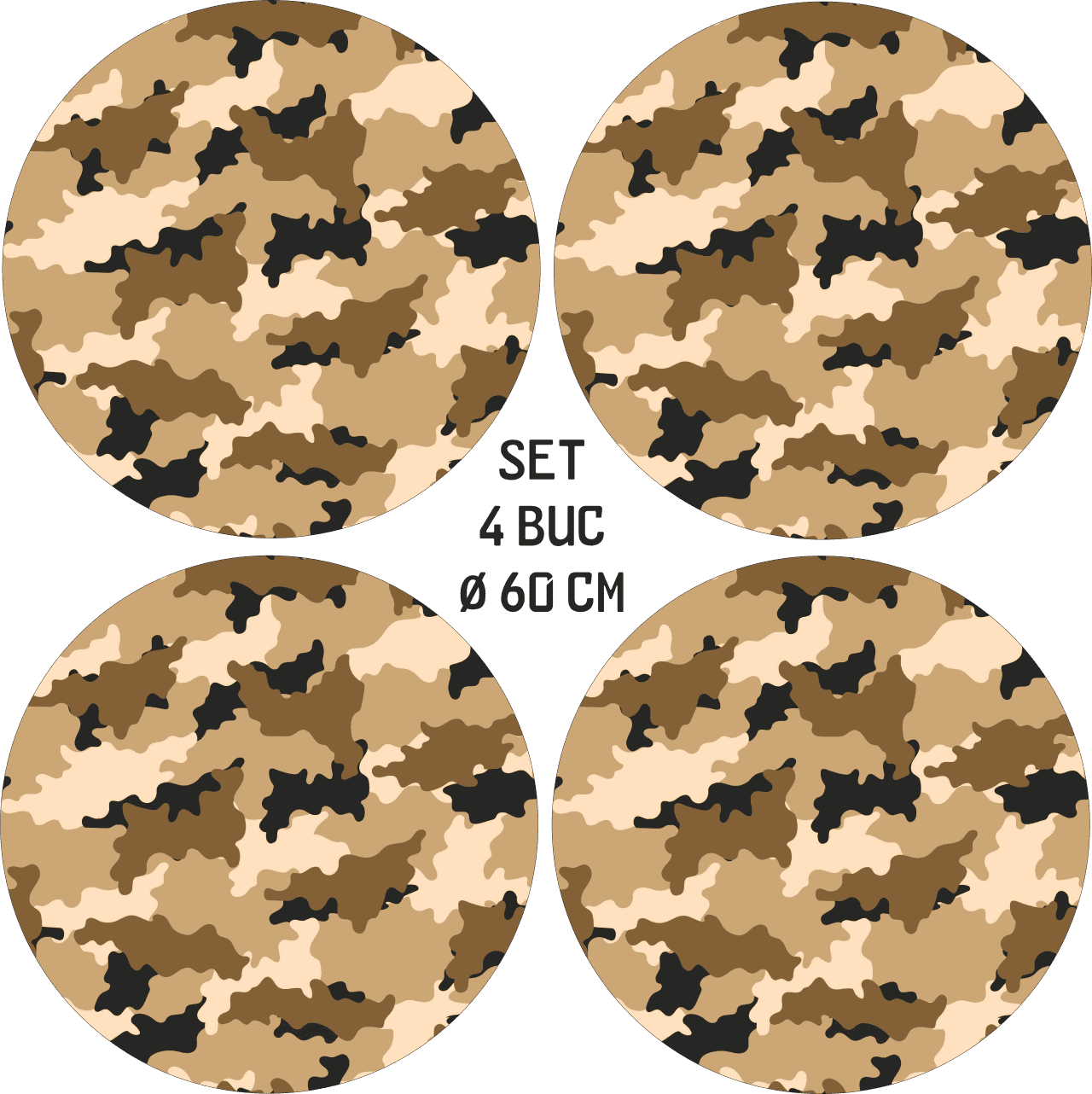Set 4 Folii Imprimate Outdoor cu EcoSolvent, autoadezive, pentru decorarea jantelor auto, dimetru 60 cm, model FJT-28