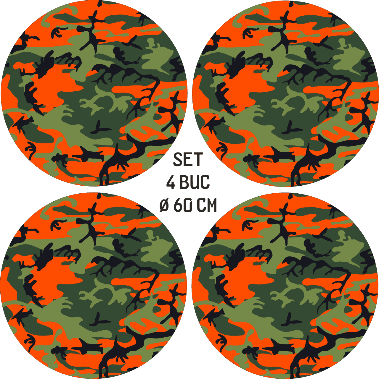 Set 4 Folii Imprimate Outdoor cu EcoSolvent, autoadezive, pentru decorarea jantelor auto, dimetru 60 cm, model FJT-29