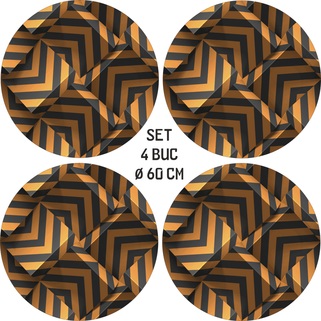 Set 4 Folii Imprimate Outdoor cu EcoSolvent, autoadezive, pentru decorarea jantelor auto, dimetru 60 cm, model FJT-30