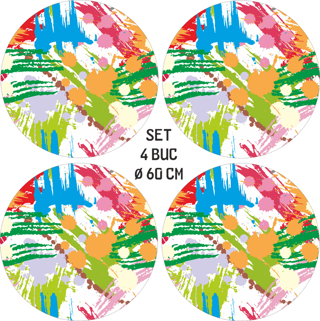 Set 4 Folii Imprimate Outdoor cu EcoSolvent, autoadezive, pentru decorarea jantelor auto, dimetru 60 cm, model FJT-33