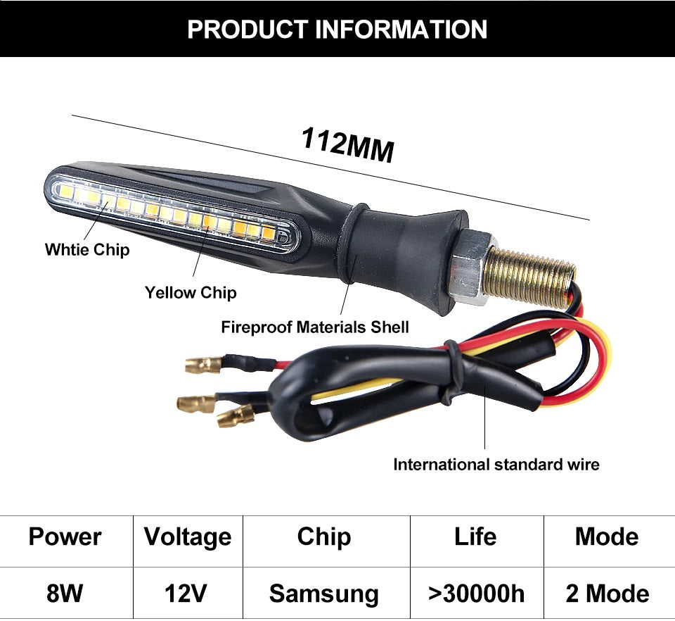 Set 2 lampi Semnalizare Moto SECVENTIALA, cu 2 functii, pozitie si semnalizare, 12V