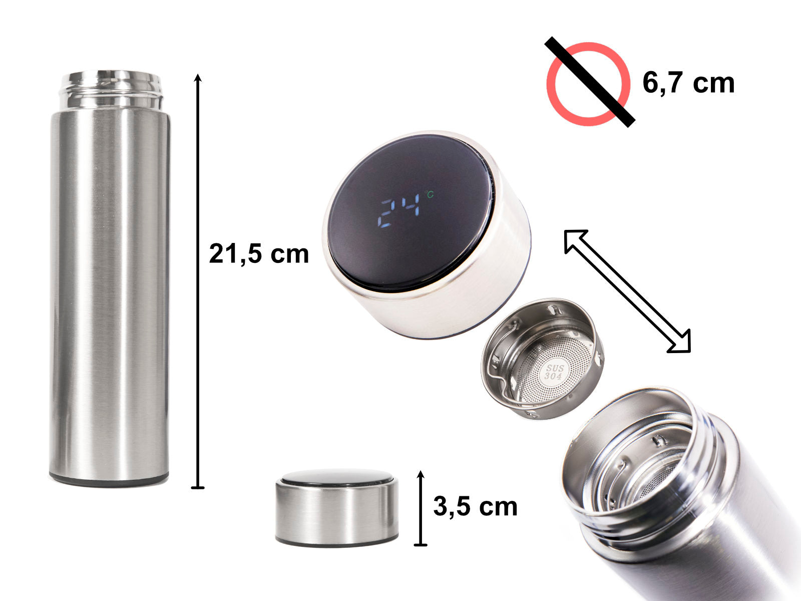 Recipient Termos SMART CUP LED, 500ml, cu afisaj temperatura