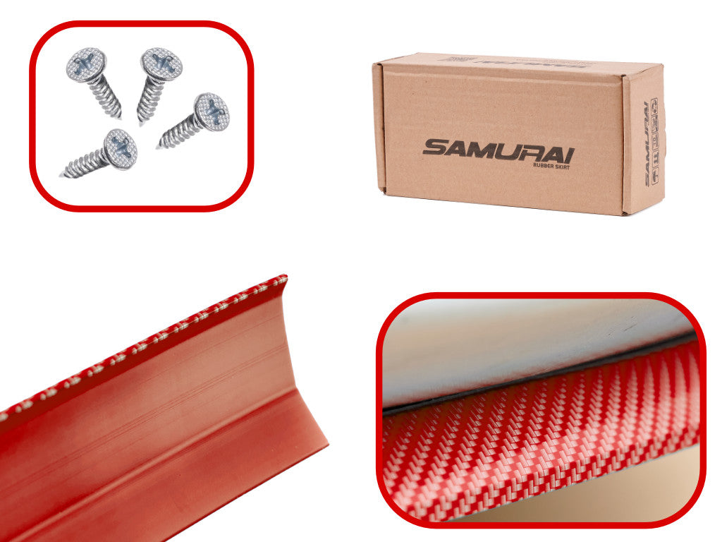 Protectie spoiler, prelungire bara fata/spate din cauciuc, culoare CARBON Rosu