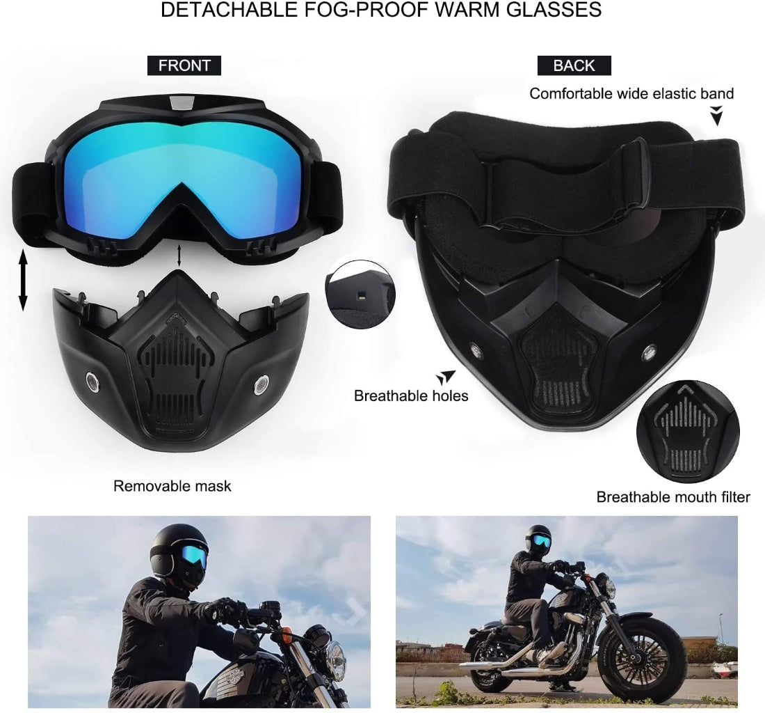 Masca de Protectie cu Ochelari Detasabili, cu destinatie Moto, ATV, SSV, QUAD
