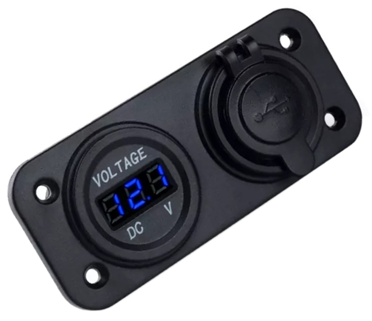 Panou electric suplimentar impermeabil pentru vehicule Off Road, ATV, SSV, tensiune 12-24V, 2 x USB si Voltmetru