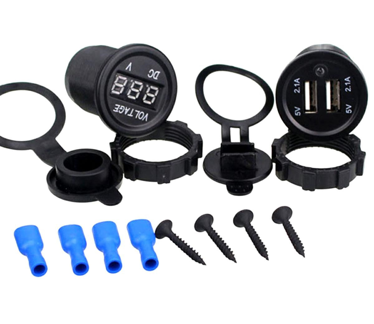 Panou electric suplimentar impermeabil pentru vehicule Off Road, ATV, SSV, tensiune 12-24V, 2 x USB si Voltmetru