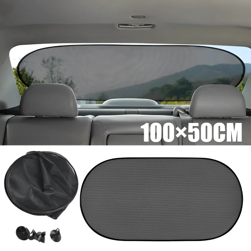 Parasolar Luneta Auto, 100 x 50 cm, culoare Neagra, prindere cu ventuze