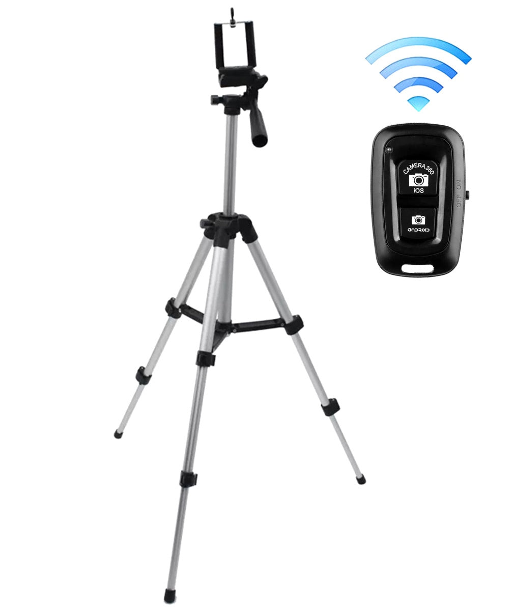 Trepied fotografic din aluminiu, compact, cu suport mobil 3D + Telecomanda Bluetooth