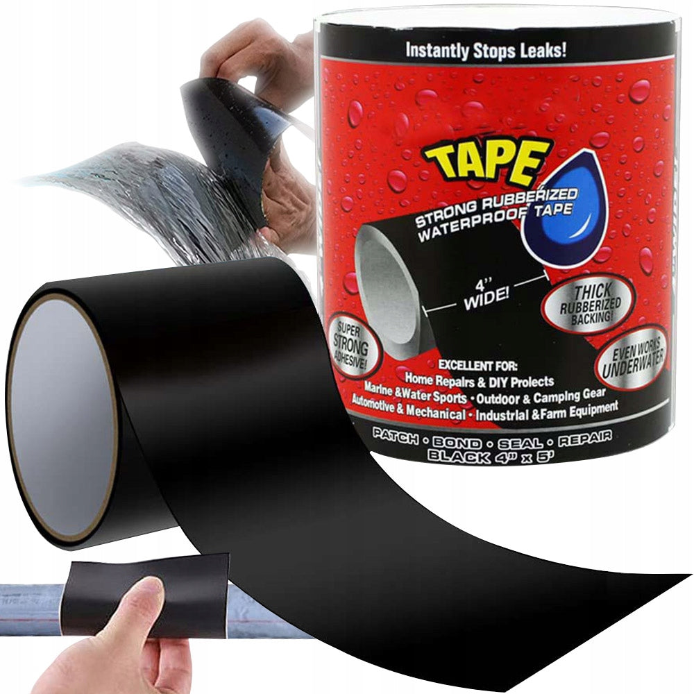 Banda Super Adeziva tip "FLEX TAPE" pentru repararea scurgerilor, rezistenta la apa, culoare neagra, dimensiune 150 x 10cm