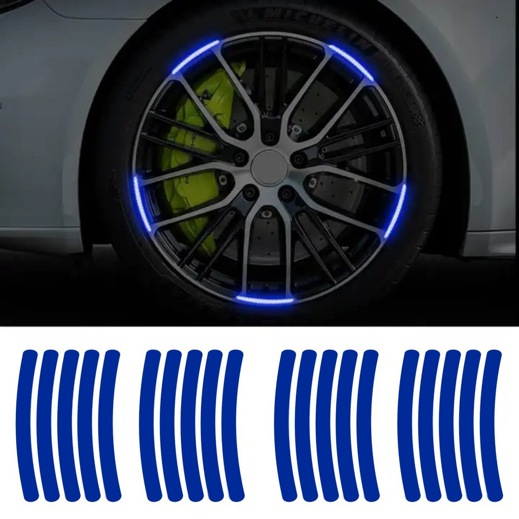 Set 20 bucati Elemente Reflectorizante "Wheel Arch" pentru autoturisme, biciclete, motociclete, atv-uri, scutere, culoare Albastra