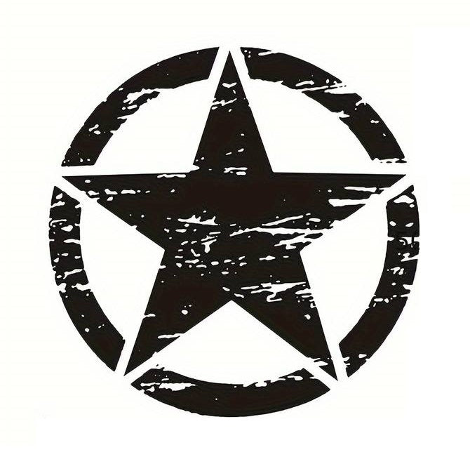 Sticker autoadeziv pentru vehicule Off Road, model "Rusted Army Star", dimensiune 50 x 50 cm, culoare Neagra