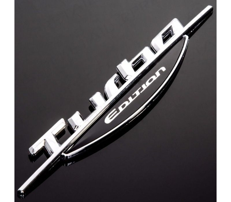 Emblema auto TURBO EDITION (reliefata 3D) - cu banda adeziva