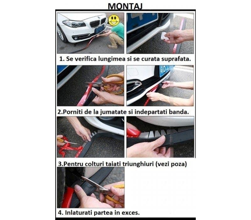 Protectie spoiler, prelungire bara fata/spate din cauciuc, culoare CARBON Negru