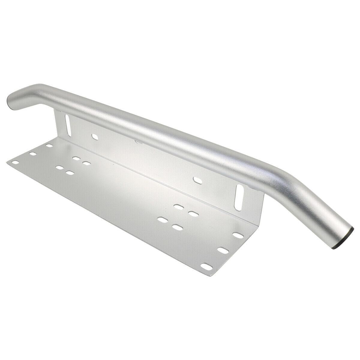 Bullbar din aluminiu cu suport numar si proiectoare pentru vehicule offroad, culoare Argintiu
