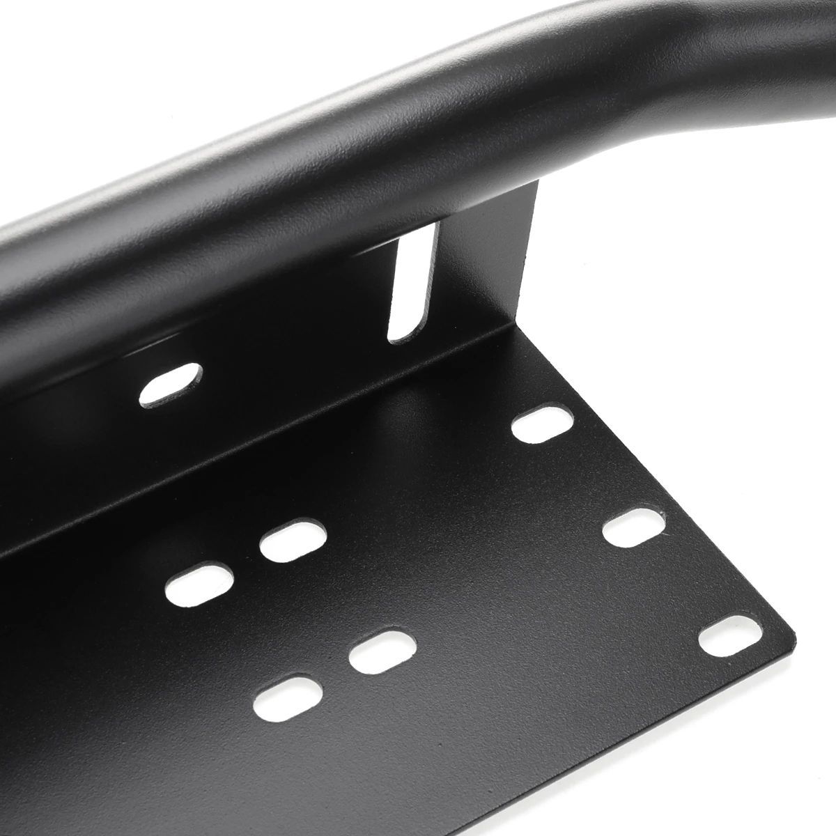 Bullbar aluminiu vopsit in camp electrostatic cu suport numar si proiectoare pentru vehicule offroad, culoare Neagra