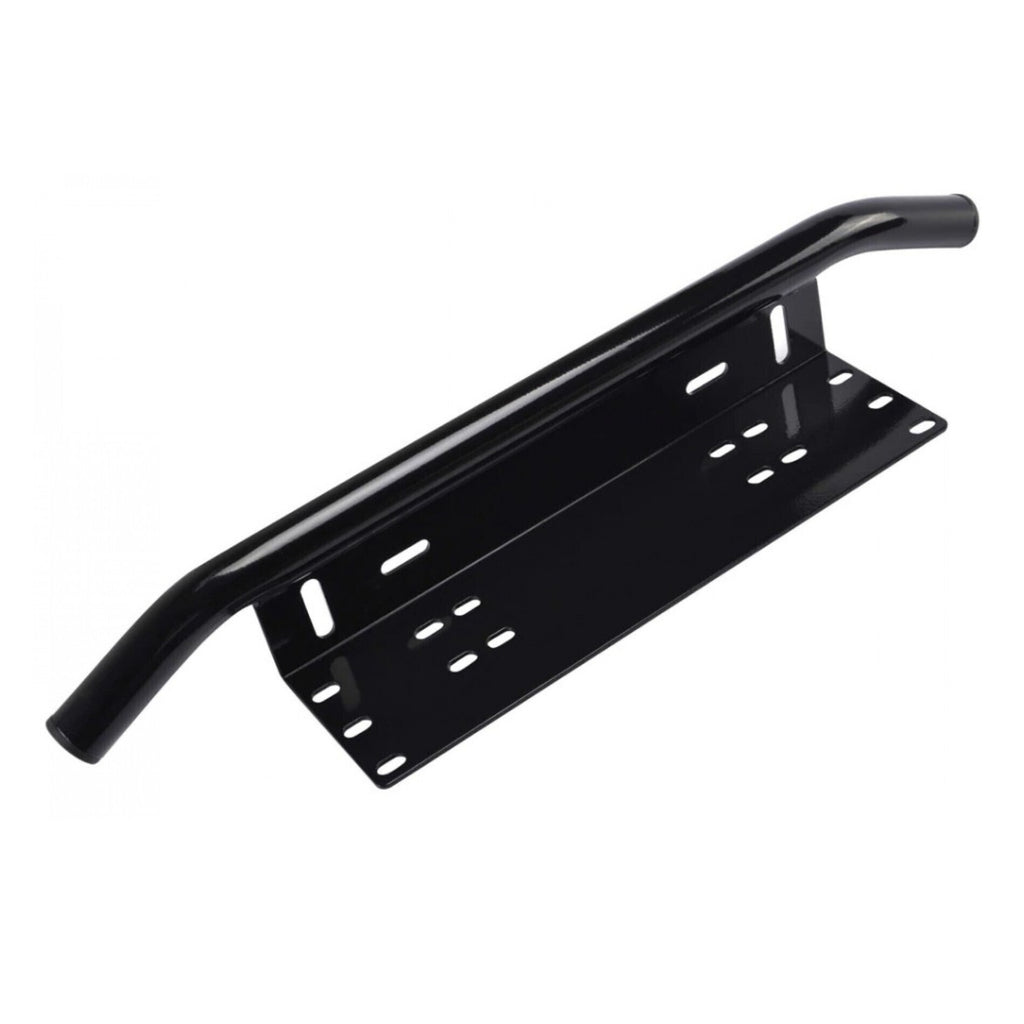 Bullbar aluminiu vopsit in camp electrostatic cu suport numar si proiectoare pentru vehicule offroad, culoare Neagra