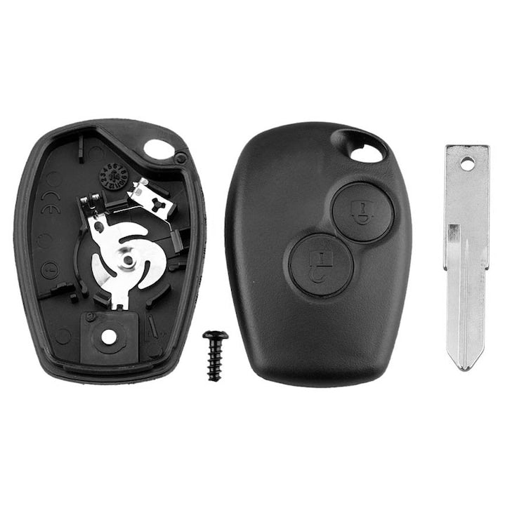Carcasa Telecomanda Auto cu 2 butoane si lamela inclusa, compatibila Renault Trafic, Clio, Modus, Master, Vivaro, Movano, Twingo