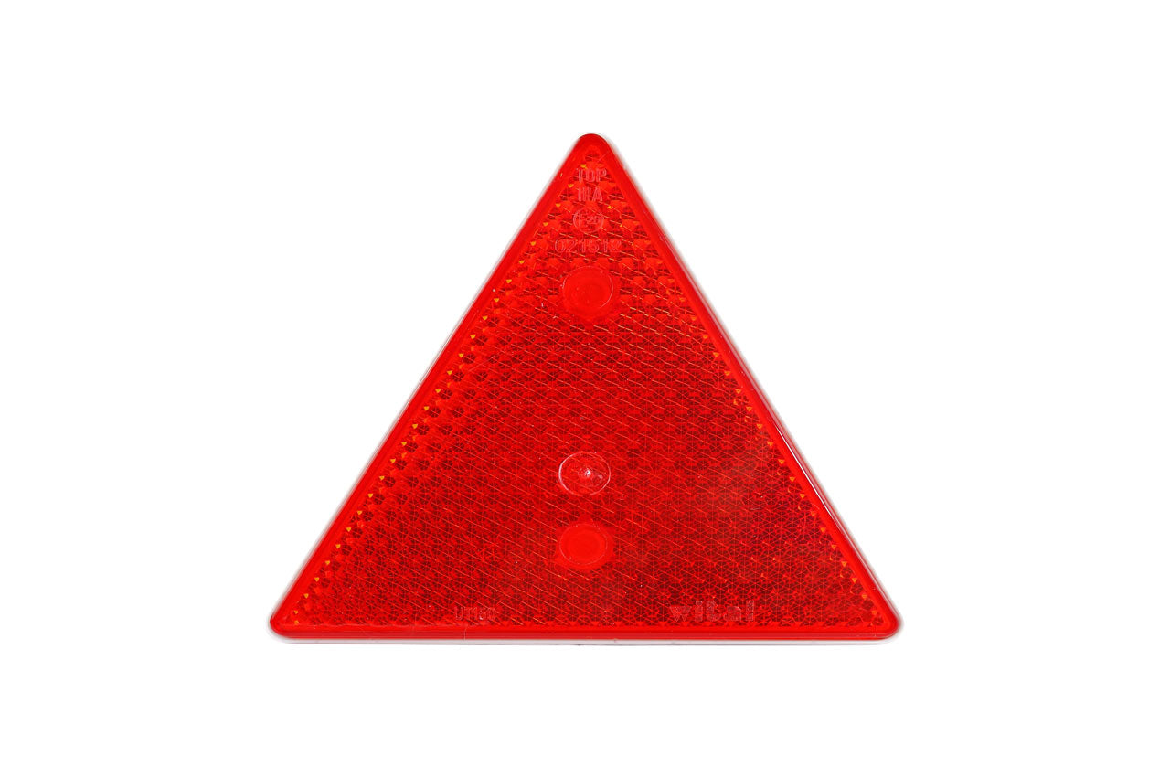 Set 2 triunghiuri de avertizare reflectorizante pentru remorci, culoare rosie, dimensiune 15 x 15 cm