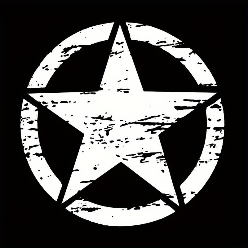 Sticker autoadeziv pentru vehicule Off Road, model "Rusted Army Star", dimensiune 50 x 50 cm, culoare Alba