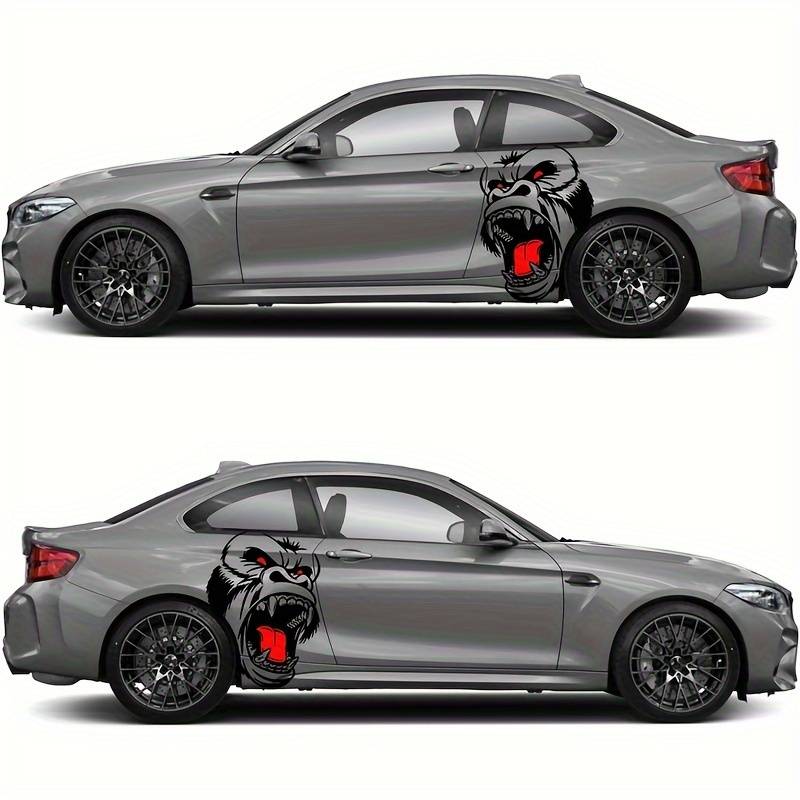 Set 2 stickere autoadezive Tuning in doua culori, model "Gorilla", dimensiune 70 x 47 cm, culoare Negru + Rosu