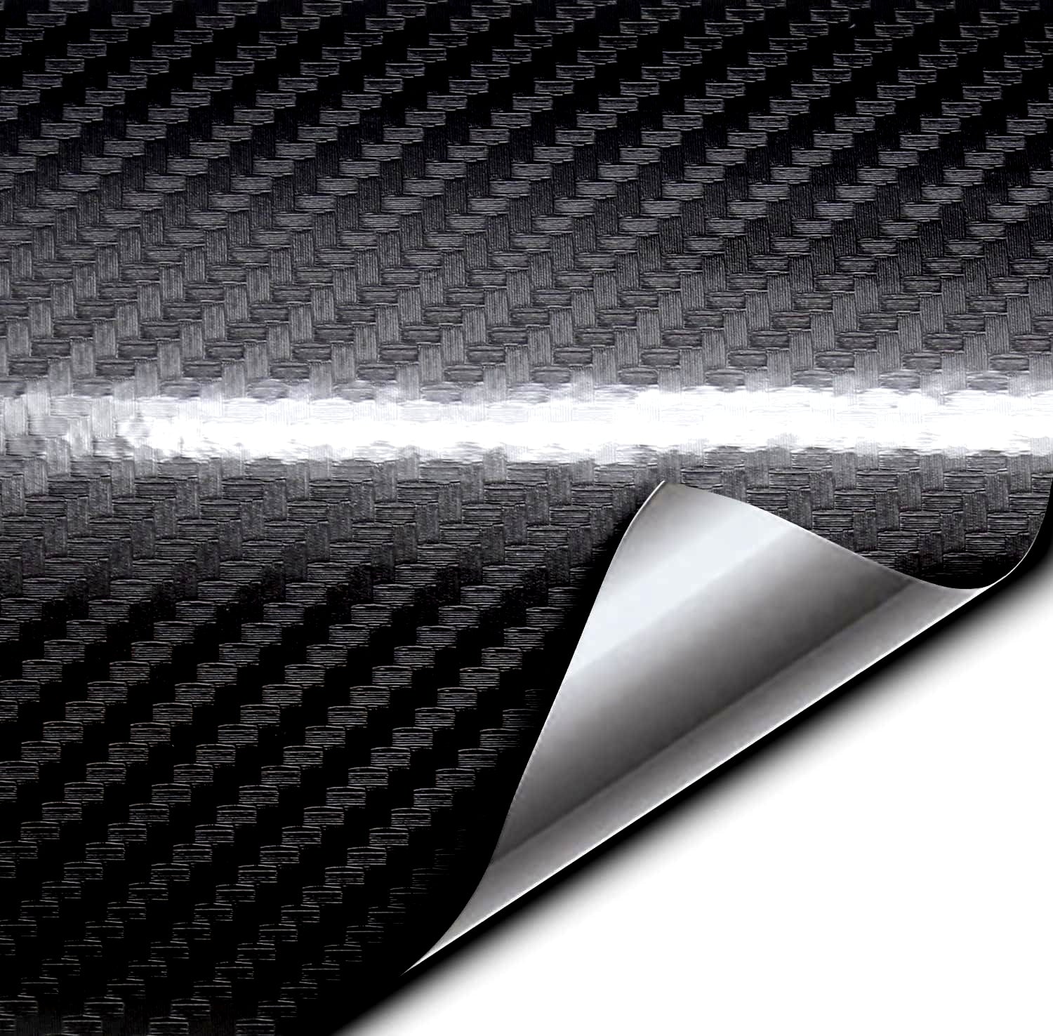 Rola folie colantare auto Carbon 5D Lacuit Negru, dimensiune 18m x 1,52m