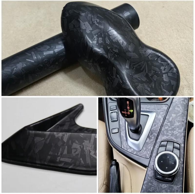 Folie auto decorativa Premium, Carbon Forjat MAT, autoadeziva, rezistenta UV, dimensiune 150 x 100cm, tehnologie bubblefree