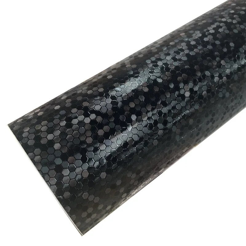 Folie auto decorativa Premium Honeycomb Black, model hexagonal 3D, autoadeziva, rezistenta UV, dimensiune 150 x 100cm