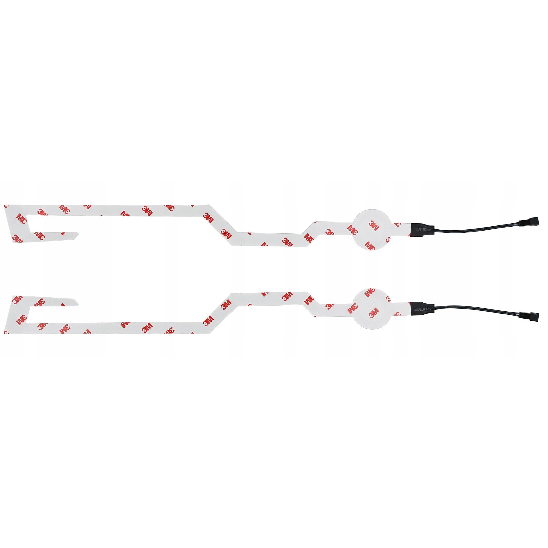 Set 2 benzi LED pentru iluminare casca moto, culoare alba, telecomanda cu fir, alimentare baterii