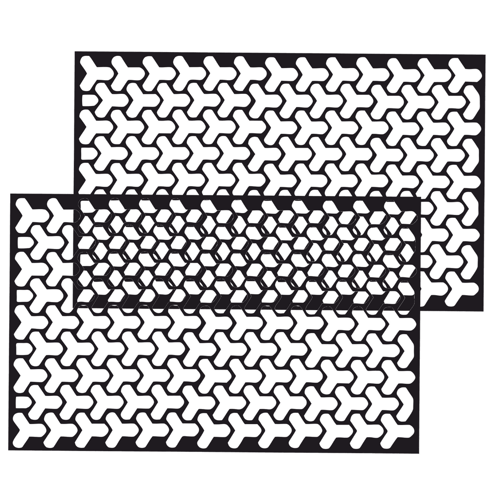 Set 2 folii autoadezive decupate pentru decorarea stopurilor auto, dimensiune 2 x 48 x 30cm, culoare Negru Mat, model HONEYCOMB TRIANGLE