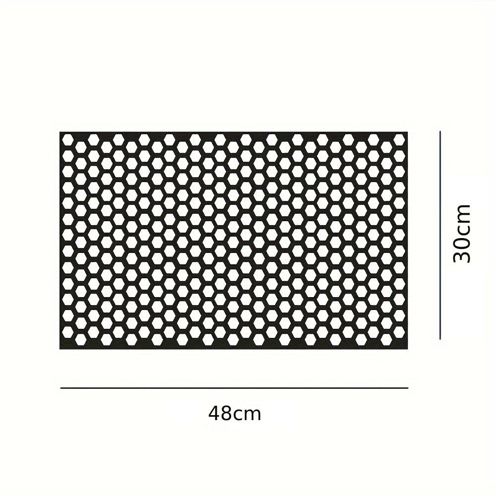 Set 2 folii autoadezive decupate pentru decorarea stopurilor auto, dimensiune 2 x 48 x 30cm, culoare Negru Mat, model HONEYCOMB