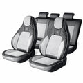 Set huse scaune auto Premium, model BLAZE Prime, design Sportiv,  universale, ergonomice, Piele Ecologica cu insertii textile, culoare Negru/Gri