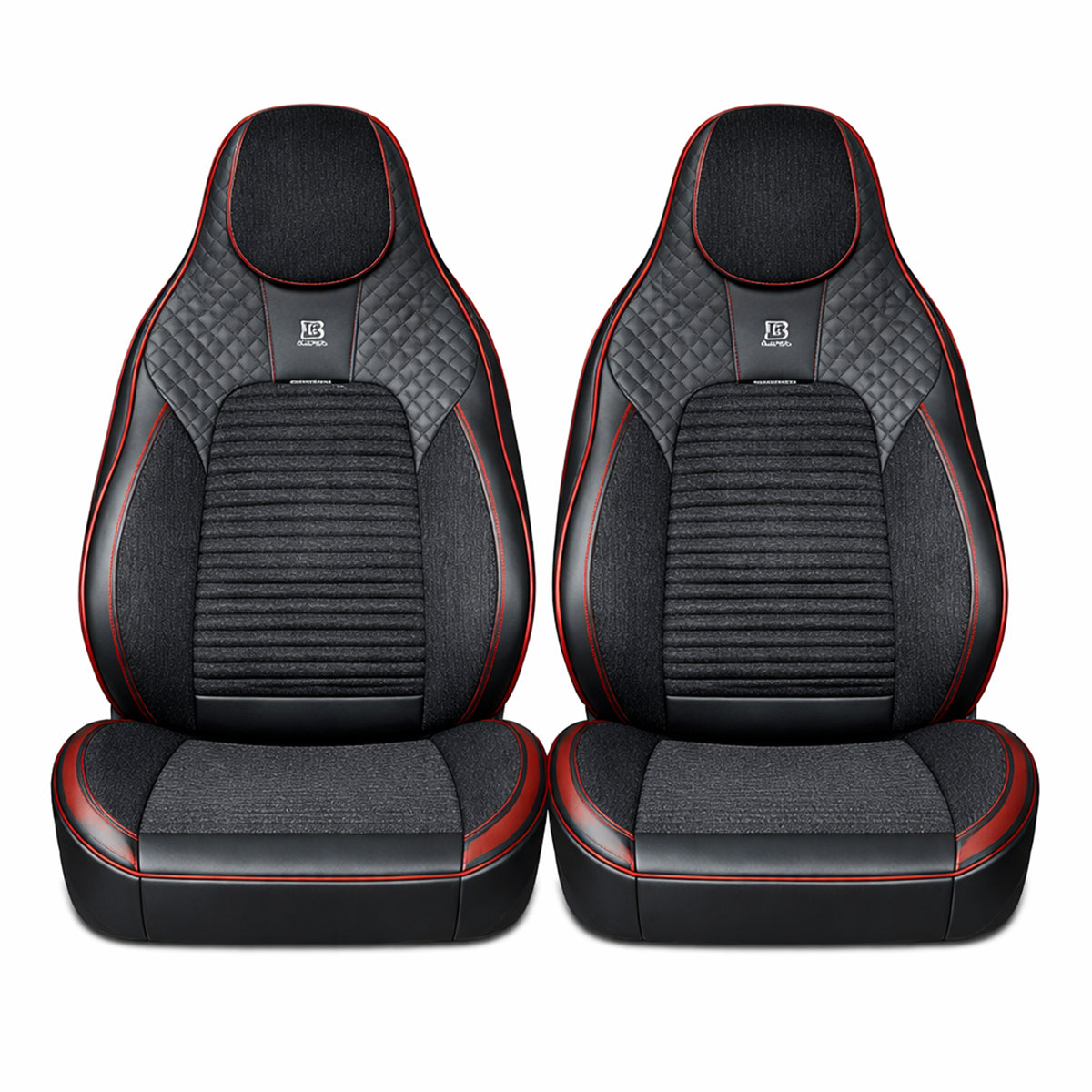 Set huse scaune auto Premium, model BLAZE Torque, design Sportiv,  universale, ergonomice, Piele Ecologica cu insertii textile, culoare Negru/Rosu