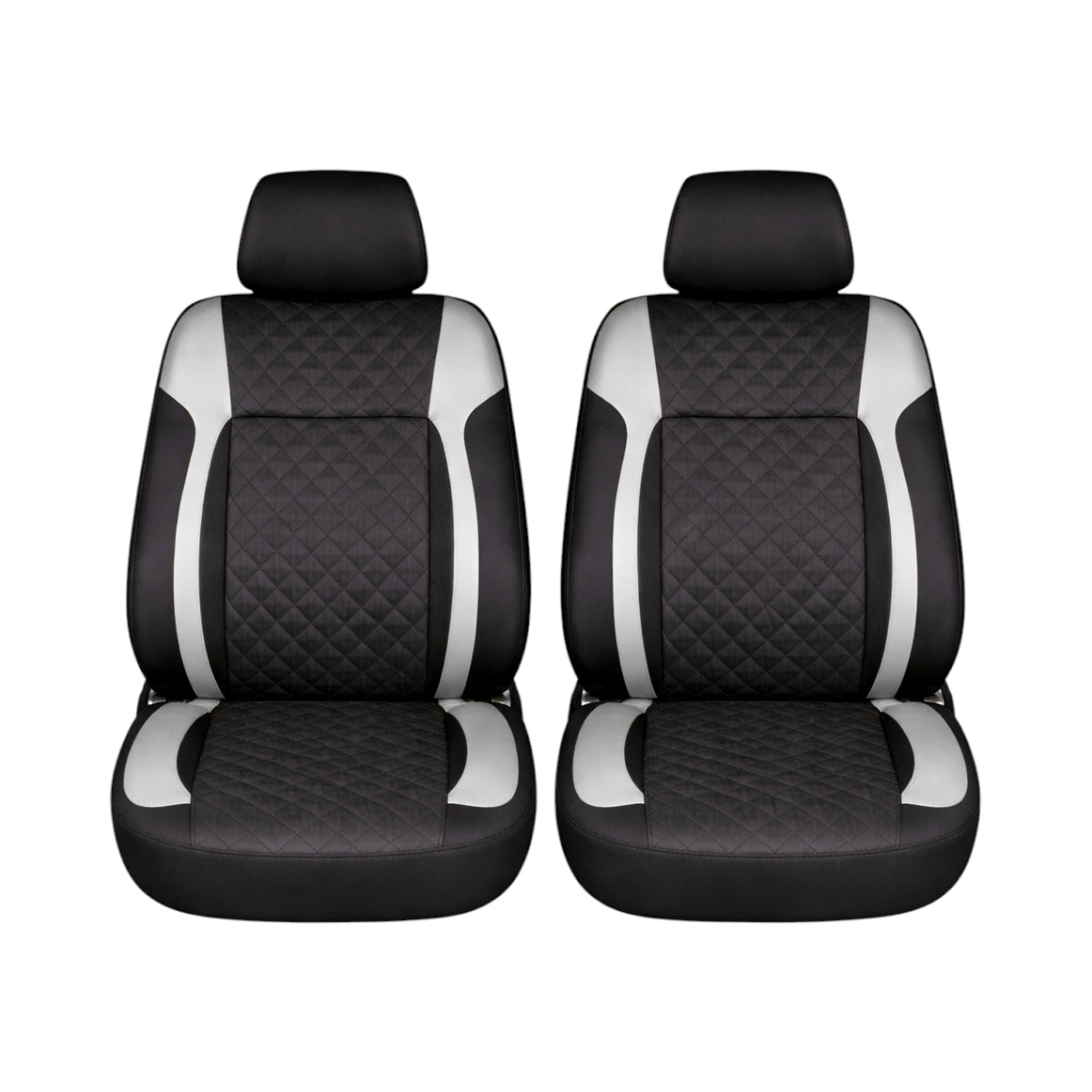 Set huse scaune auto Premium, model DIAMOND Core, design Sportiv,  universale, ergonomice, Piele Ecologica Matlasata, culoare Negru/Gri