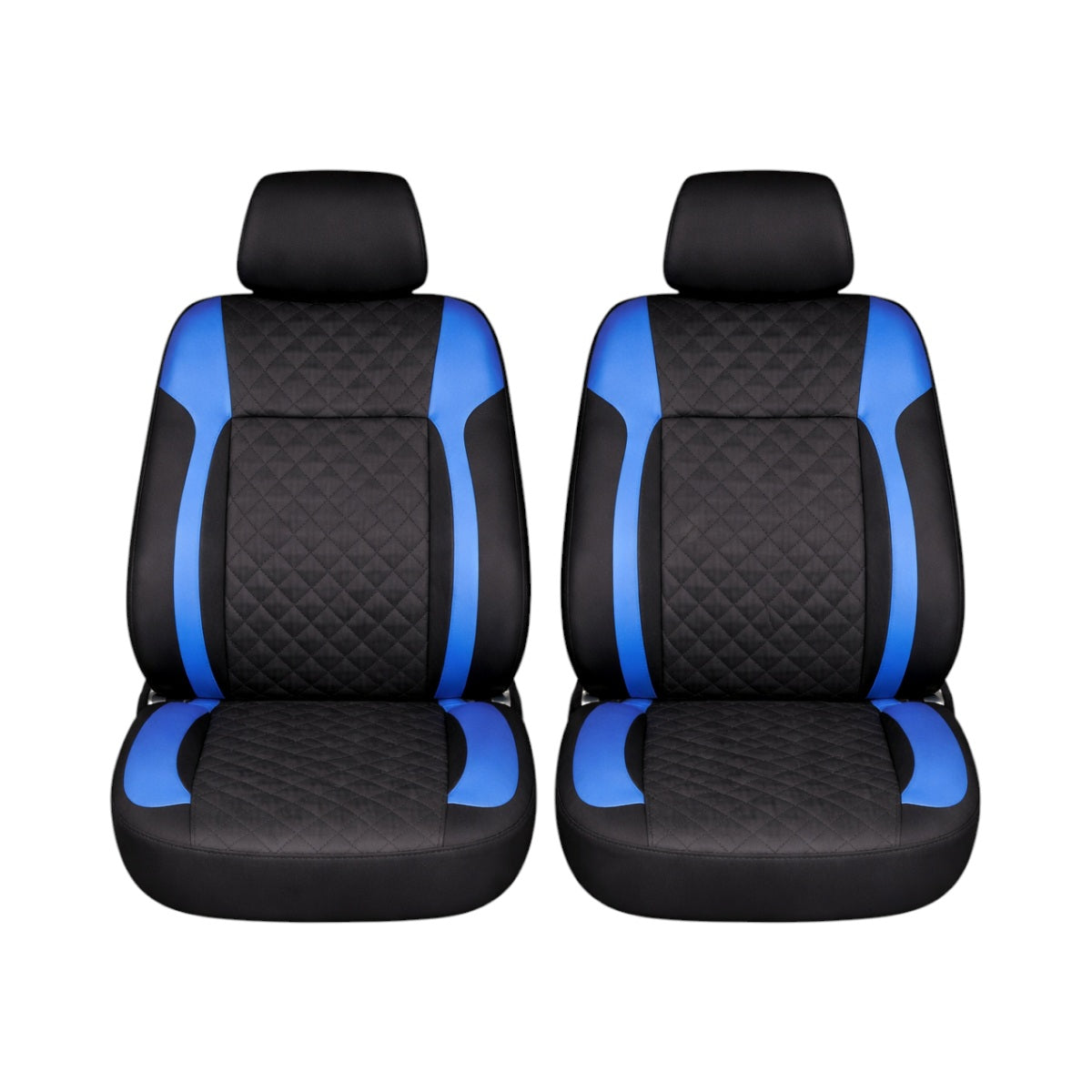 Set huse scaune auto Premium, model DIAMOND Drive, design Sportiv,  universale, ergonomice, Piele Ecologica Matlasata, culoare Negru/Albastru
