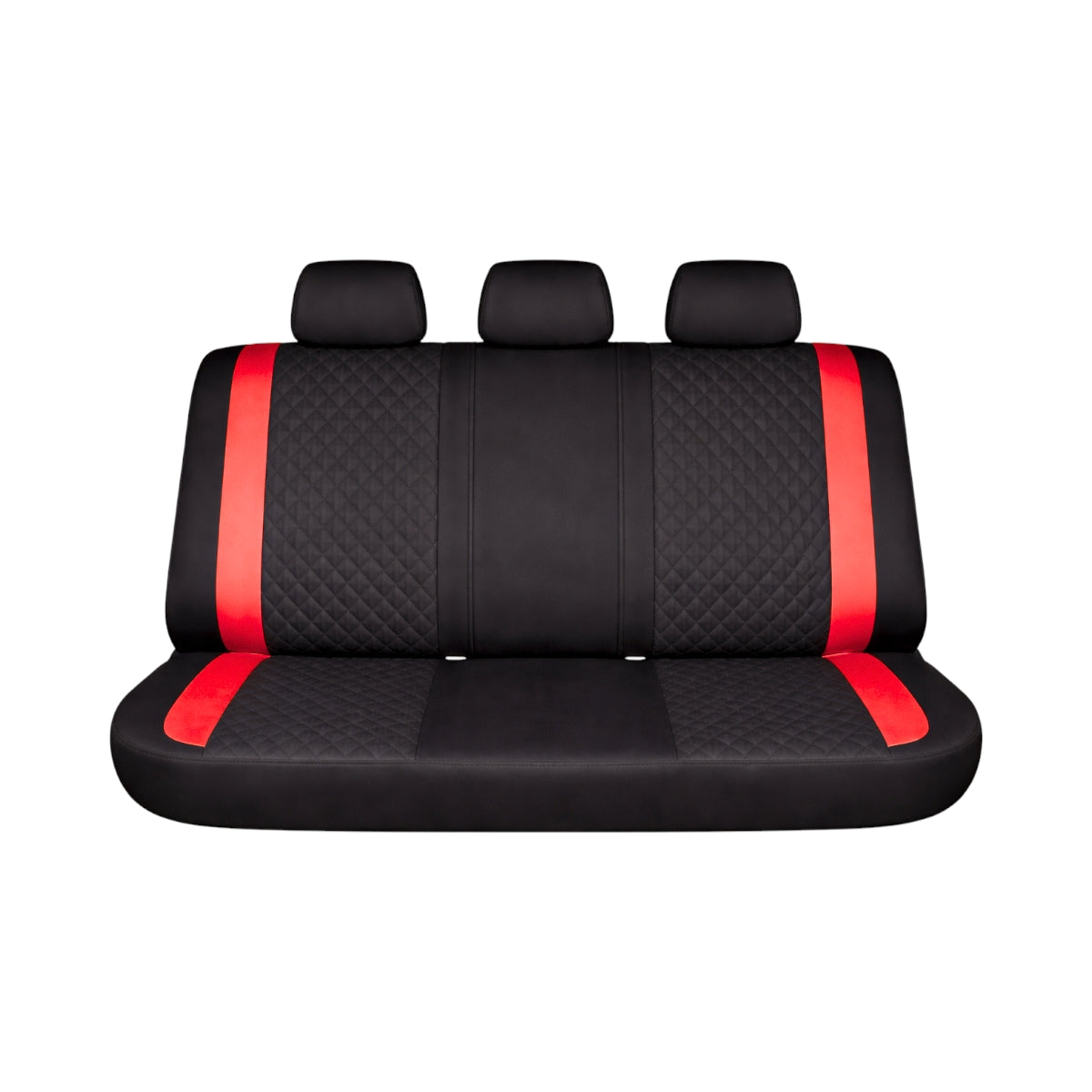 Set huse scaune auto Premium, model DIAMOND Racer, design Sportiv,  universale, ergonomice, Piele Ecologica Matlasata, culoare Negru/Rosu