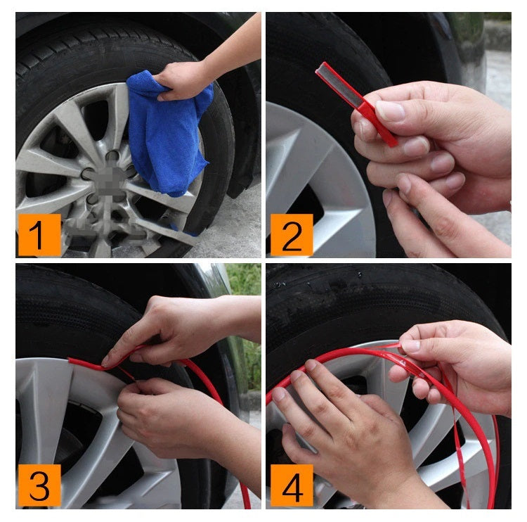 Inele de protectie si decor jante, adezive, din plastic flexibil - GRI