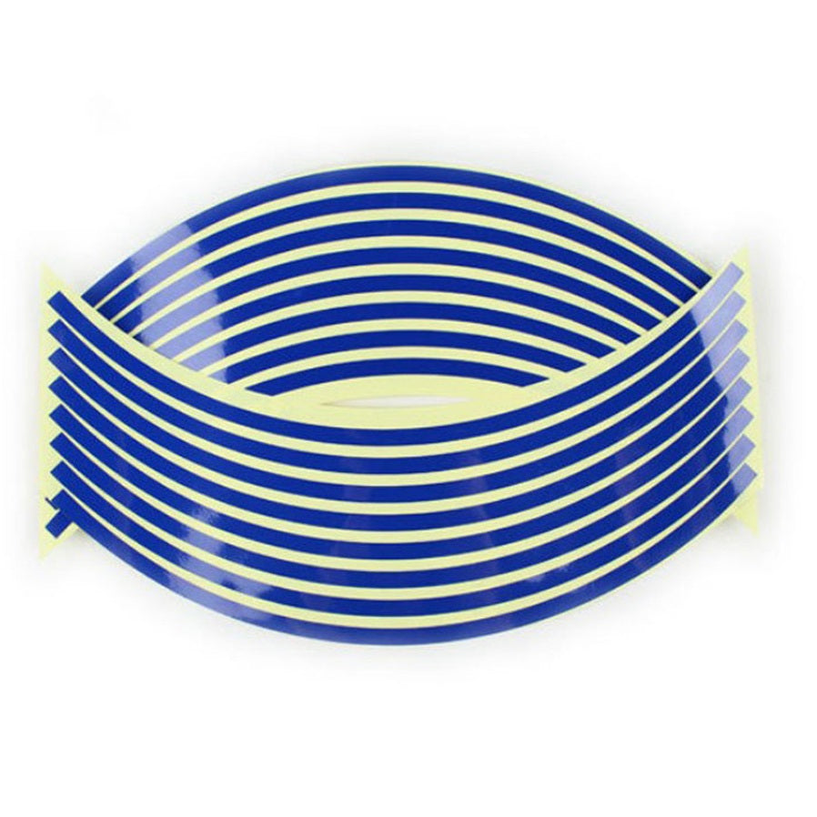 Set 16 inele din autocolant pentru jante culoare Albastru Lucios