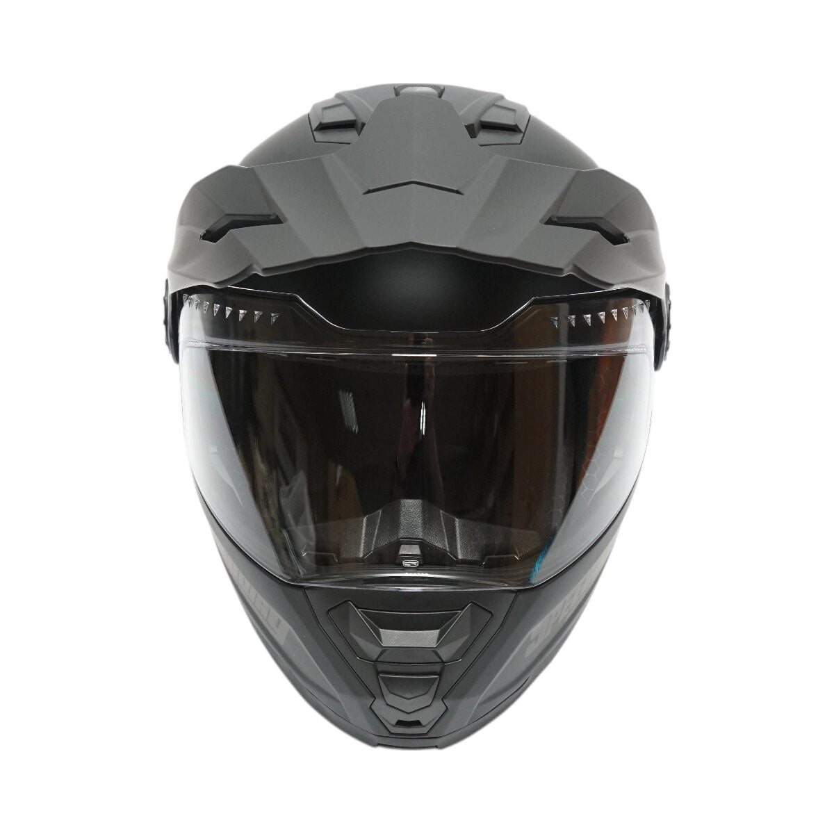 Casca motocross integrala negru mat cu viziera transparenta si ochelari de soare, marimea L, model LION