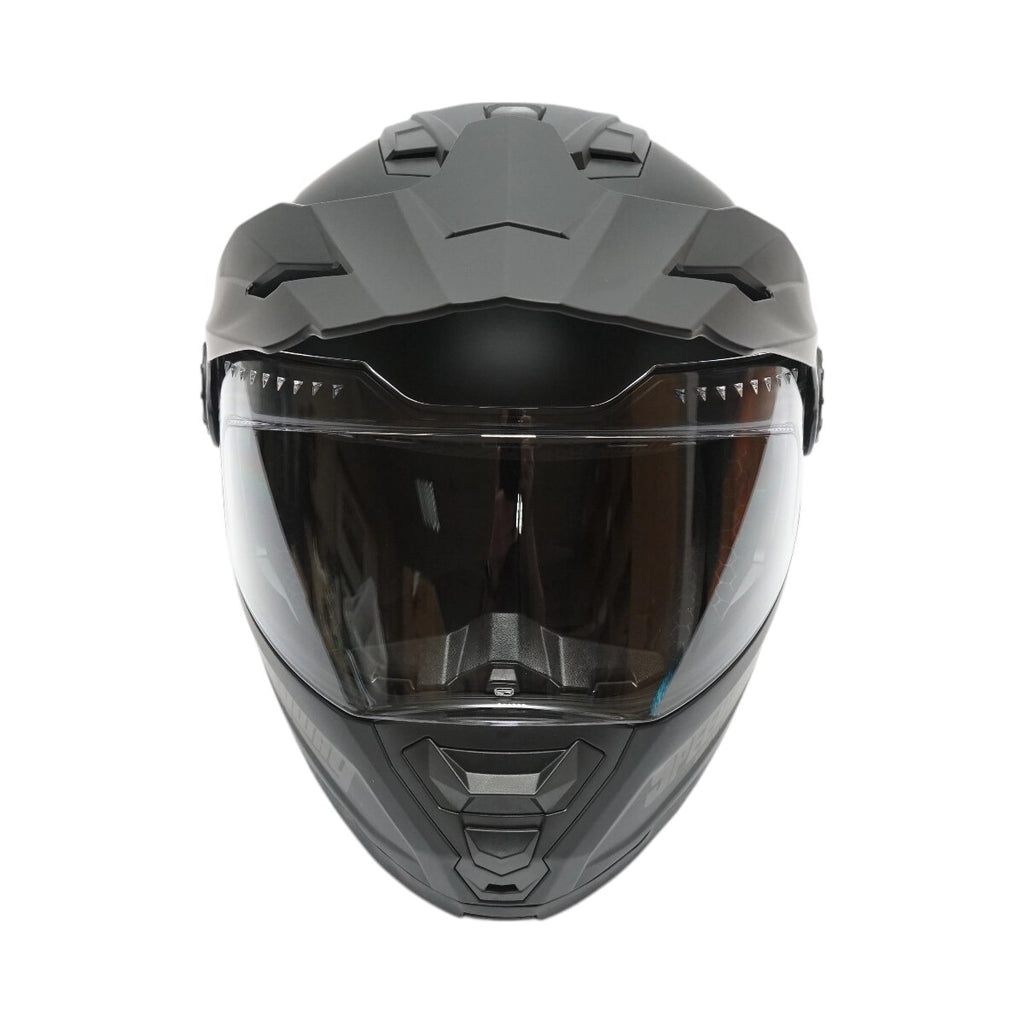 Casca motocross integrala, negru mat cu viziera transparenta si ochelari de soare marimea XL, model LION