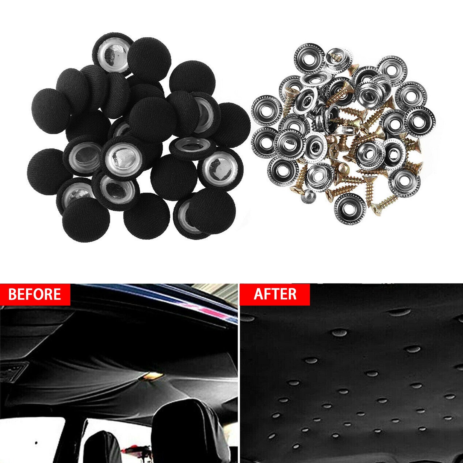 Set 12 clipsuri pentru reparatii tapiterie plafon auto, culoare Negru