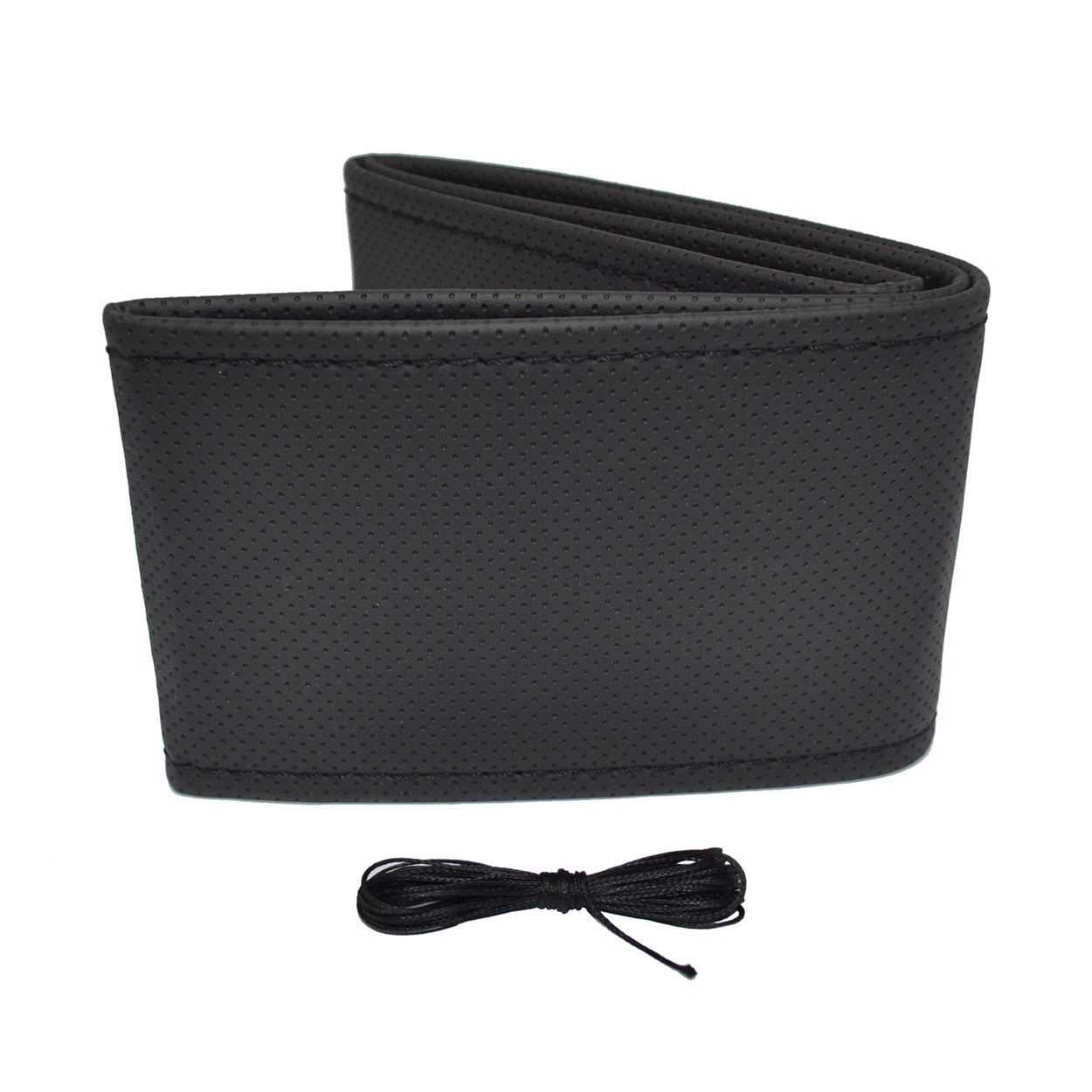 Husa volan OTOM din Piele Ecologica "Perforata" pentru autoturisme, diametru volan 37 - 39 cm, cu ac si ata Neagra