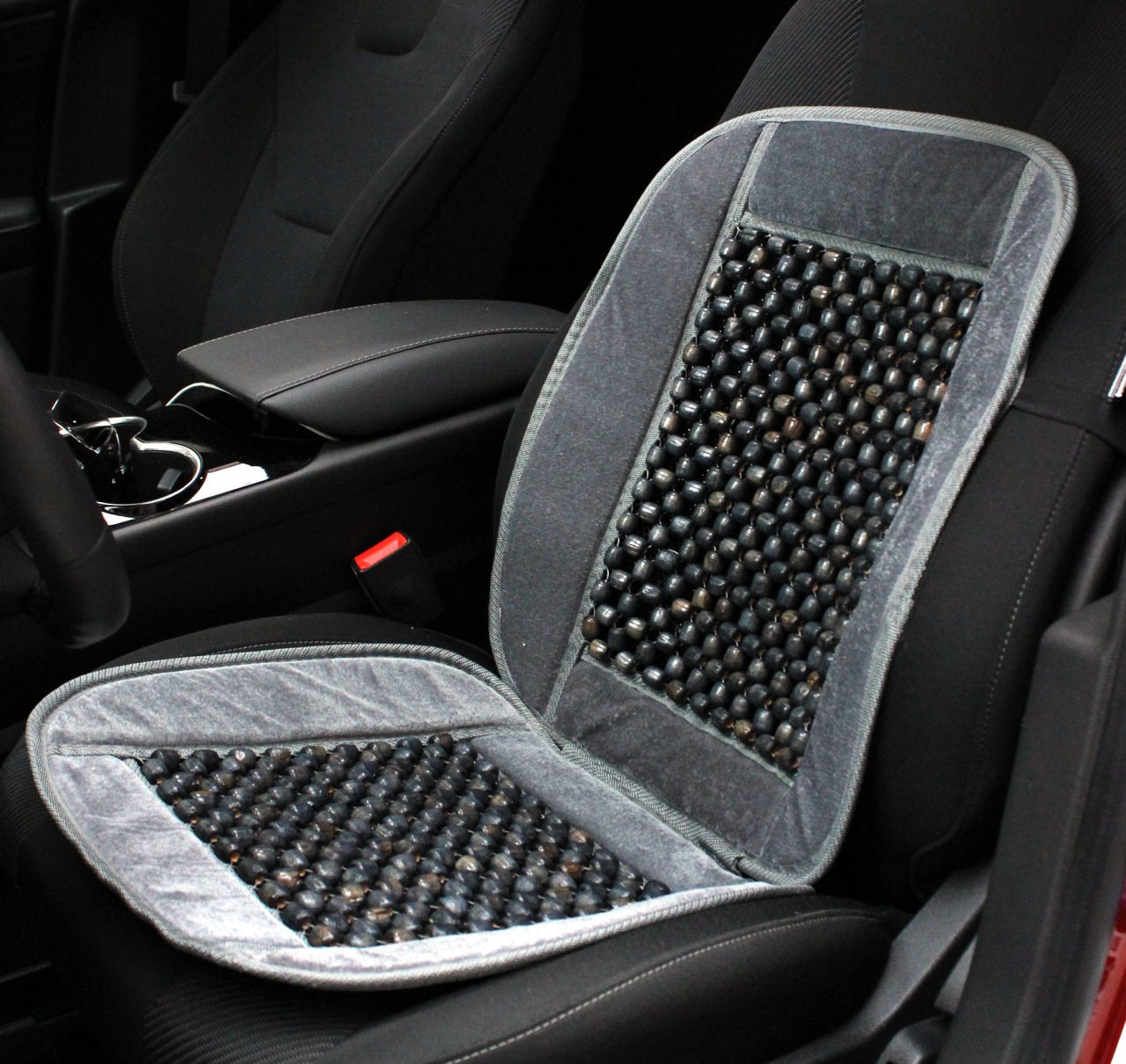 Huse auto cu bile de masaj din lemn si margine de plus gri CSM-01-Grey