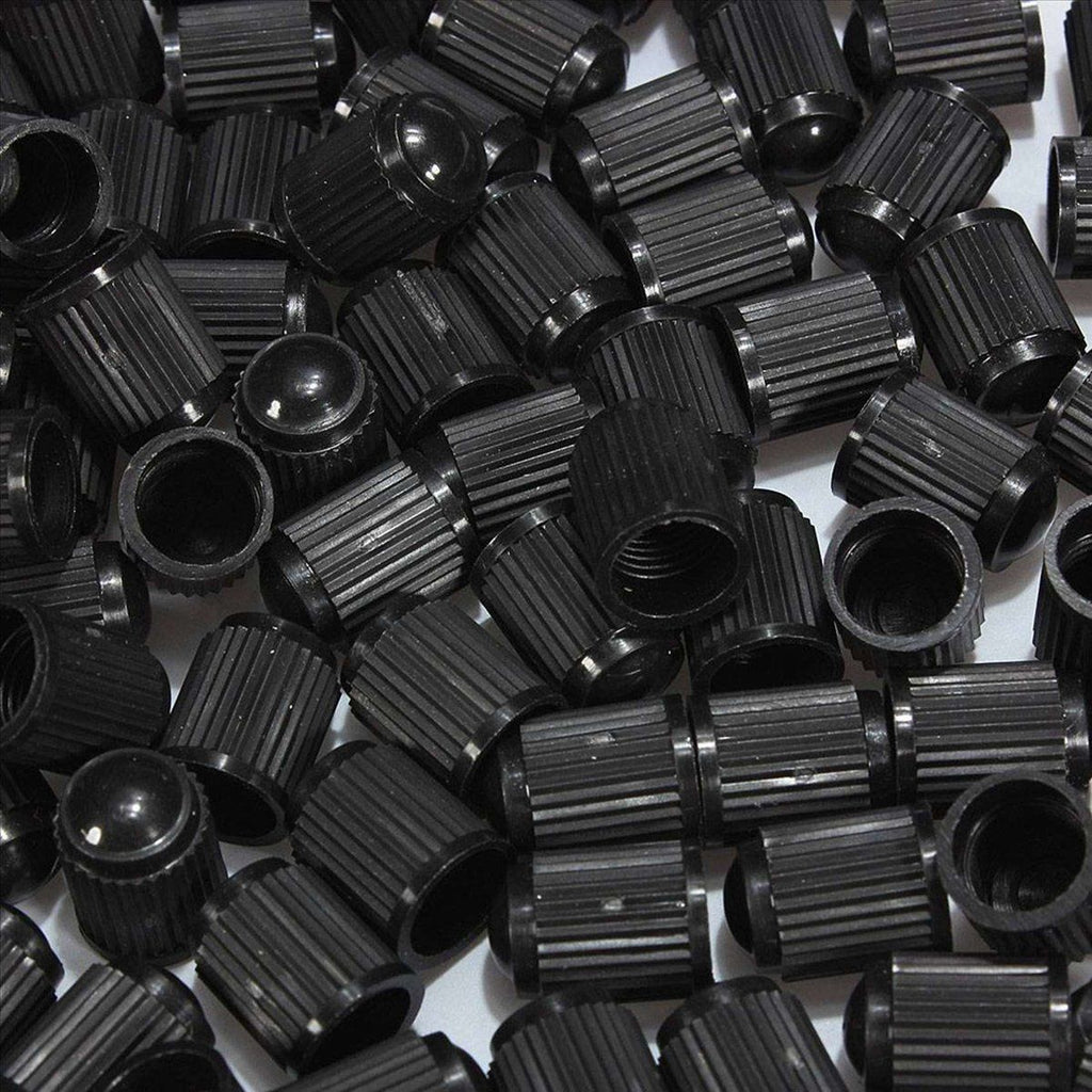 Set 100 buc. capace valva/ventil, material plastic, culoare Neagra, pentru Autoturisme, Camioane, Biciclete, Moto, ATV, Quad