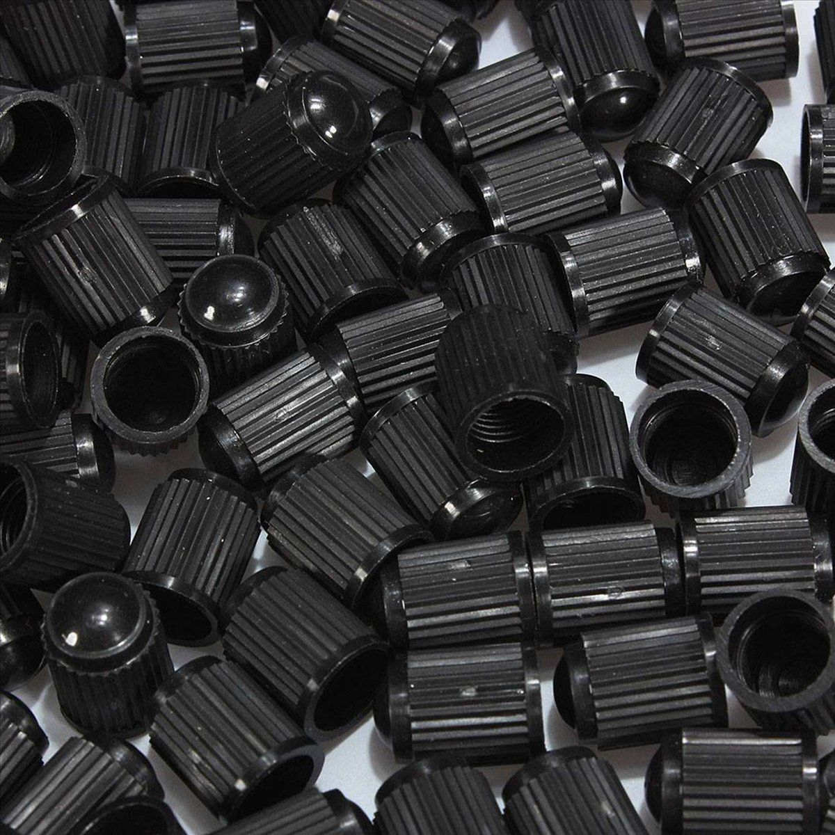 Set 100 buc. capace valva/ventil, material plastic, culoare Neagra, pentru Autoturisme, Camioane, Biciclete, Moto, ATV, Quad