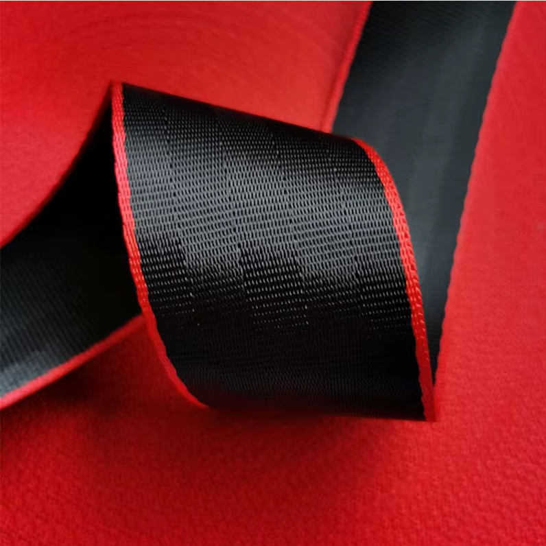 Banda centura de siguranta TUNING, culoare Negru-Rosu, latime 46 mm, pret/m liniar