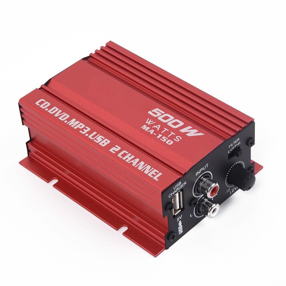 MINI amplificator auto, stereo, 500 W max, cu incarcare USB
